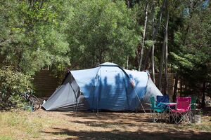 Stellplatz für ein Zelt auf einem familienfreundlichen Campingplatz