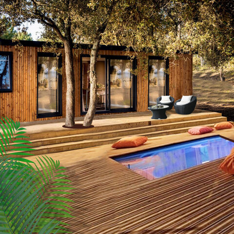 Exklusives Mobilhaus der Spitzenklasse für 4 Personen mit eigenem Pool